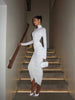 High Collar Long Sleeve Hip Wrap Women Maxi Dresses Solid Sheath Elegant Evening Party Outfits Bodycon Female