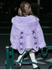 Winter Sweet Kawaii Soft Warm Purple Faux Fur Coat Women Bunny Ears Designer Clothes Fluffy Jacket Hoodie
