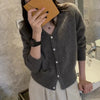 Korean version of autumn cashmere V-neck cardigan women loose short solid color sweater knit sweater simple coat