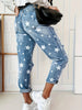 Boyfriend Jeans Women's Slim Fit Ripped Jeans Women's Five-pointed Star Ripped Jeans Street Casual Blue Jeans