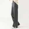 Women Wool Wide Leg Trousers Elastic Waist Side Slit Woman Wool Pants Autumn Winter 100% Merino Wool Knitted Soft Warm Trousers