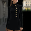 Women's Turtleneck Dress Suit Single-breasted High Waist Slim Long Sleeve Korean Style Office Pink Mini Skirt