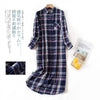 Spring Autumn Women Casual Plaid Night Dress Female 100% Cotton Nightgown Long Sleeve Sleepshirts Large Size Home Dress