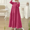 Autumn Women Long Vestidos Muslim O Neck Islamic Hijab Casual Loose Maxi Dress Tiered Long Sleeve Abaya Robes