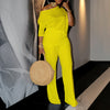 Women's Set Full Sleeve Skew collar T-shirt + Wide Leg Pants Suit Fall Winter Fitness Two 2 Piece Sets Outfits