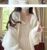 White Gentle Mink Fur Sweater Knitted Cardigan Women's Autumn Winter Loose Versatile mid to long Lazy Milk fufu Jacket