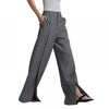 Urban Female Business Suit Pants Black White Loose Straight Pant High-Waist Pleated Split-Front Trousers