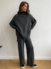 turtleneck sweater set women's European, American autumn and winter loose casual lazy thickened knitted trousers set