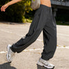 Women's Cargo Pants Solid Color Causal Fall Baggy Leg Barrel Track Pants with Pockets