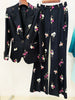 High Street Designer Suit Set Women's Elegant Floral Printed Single Button Blazer Flare Pants Suit 2pcs