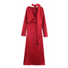 Women Satin V neck Dress Long Dresses With Scarf Chic Elegant Dresses Women Long Sleeve Casual Dress