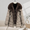 Parkas Women Down Cotton Jacket Winter Coat Large Fur Collar Warm Mid Long Cotton Padded Jacket Female Outerwear Overcoat
