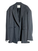 Women Gray Striped Shaped Big Size Elegant Blazer Lapel Long Sleeve Jacket Tide Spring Autumn 1DH7077