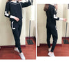 Autumn Runway 2 Pieces Set Knitted Long Sleeve Pullovers Sweater Casual Patchwork Women Tops and Pants Suits Spring