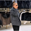 Elegant Women's Woolen Suit Jacket Vest 2 Pieces Set Loose Lapel Long Sleeve Breasted Jackets Knit Collar Vests Lady Coats