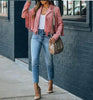 Womens Vintage Lapel Long Sleeve FringeCropped Hippie Motor Biker Cardigan OutwearsFaux Suede Tassel Jacket