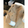 Vintage Tweed Jacket Women Elegant Cropped Coat Korean Long Sleeve Outerwear Fall Winter Ladies Single Breasted Chic Blazer