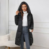 Winter Women's Long Coat Windproof Warm Padded-Cotton Coat Simple Loose Hooded Parkas Plaid Quilted Jackets for Woman
