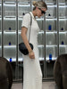 Women's High Waist Knitted Rib Slim Maxi Dress Casual Loose Elegant Temperament Long Dress for Autumn Femme Solid Color Dress