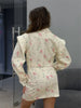 Floral Print Blazer Women's Skirt Set Elegant Cropped Jacket Mini Skirt Two Piece Set Spring Business Casual Outfit