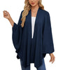 Elegant Shawl Wraps Soft Open Front Poncho Sweater Women Loose V-Neck Cape Casual Solid Color Soft Open Front Poncho Bat Shirt