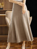 Women Autumn Winter Wool Skirt Long Pleated Skirt 100% Merino Wool Knitwear Grace Soft Dress Korean Style Skirt