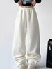 Polar Fleece Wide Leg Trousers for Women Oversize Style Loose Winter Thick Warm Sweatpants Y2K Vintage Thermal Pants