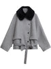 Women Korean Coat Loose Casual Woolen Single-sided Detachable Collar Female Overcoat Ladies Jacket Autumn Winter