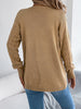 Solid Color Hollow Lantern Long Sleeve Sweater for Women Casual Cardigan Sweaters Autumn Winter Mid-length Jacket Tops