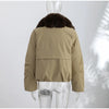 Women Faux Fur Collar Puffer Jacket Lapel Oversized Long Sleeve Warm Loose Thick Coat Female Winter Casual Jackets