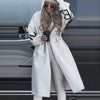 Women's Spring and Autumn Casual Comfortable Loose Solid Color Hooded Long Spliced jacket for Women