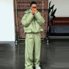 Winter Warm Women's Down Coat Matching Set Stripes Pockets Hooded Jacket Wide Leg Pants Two Piece Set Casual Lady Outfits