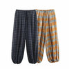 Women's Autumn Versatile Bloomers Plaid Printed Loose Pants Female High-Waist Drawstring Casual Trousers
