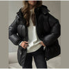 Thicken Cotton Jackets Women High Neck Long Sleeves Zipper Drawstring Warm Coats Female Winter Solid Loose Outwears