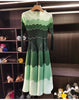 Designed Women's Pleated Dress O-neck Loose Fit Color Block Beaded Long Sleeve Famale Clothing 2DB6598