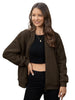 Womens Teddy Fleece Jacket Full Zip Thermal Lined Fuzzy Coat with Inner Pockets Warm Antistatic Winter Outerwear