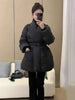 Cotton Padded Coat With Belt Long Sleeves Big Size Solid Warm Jacket Winter Female Streetwear 2Z288516