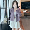 Black Cropped Blazers Women Spring Autumn Elegant Long Sleeve Single Button Suit Jacket Woman Korean All Match Office Suit Coat