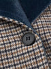 Woolen Plaid Long Coat Women Turn-down Collar Loose Long Sleeve Button Elegant Outwear Female Thicken Spring Street Jacket