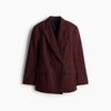 Solid Wine Red Blazer Jacket For Women Elegant Double Breasted Suit Coats Female Lapel Long Sleeve Office Lady Outerwear