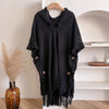 Autumn Winter Women Knitted Cape Shawl Wrap Cloak Ethnic Hooded Poncho Hoody Jumper Sweater Tassels Echarpe Blanket