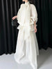 Loose Minimalist Elegant Dresses For Women High Neck Half Sleeves Patchwork Folds Elegant Dress Female Clothing