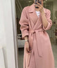 Pink Double Sided Cashmere Coat Women's Mid Length Autumn Winter High End Split Belt Coats Streetwear 2DA7712