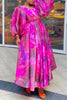 Elegant Plus Size Women's Maxi Dresses Floral Print Chiffon Puff Sleeve Round Neck Loose Ankle Length Boho Party Long Dresses