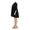 Elegant Women Big Swing Turn-down Neck Single Breasted Shirt Style Loose Smock Dress