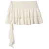 Layered Chiffon Skirt Shorts Ladies Mini High Waist Lace-Up Culottes Female Ruffle Beige Skirts Fairycore Culottes