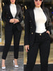 2Pcs Women's Solid Color Suit + Trousers Two-Piece Set Slim Fit Business Double Breasted Formal Female Clothes Outfit