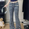 Y2K Streetwear Japanese Harajuku 2000s Korean Pants High Street Women Low Waisted Striped Long Trousers Flare Pants