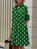Women's Polka Dot Lapel Shirt Dress Spring Long Sleeves Loose Elegant Urban Casual Office Midi Dresses