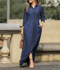 Elegant Printed Dress Lapel Single Breasted Long Sleeved Slim Fitting Dresses Spring Autumn Vintage Women's Clothing